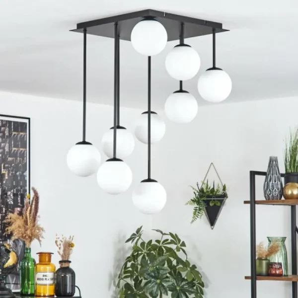 hofstein Chehalis Plafonnier, Boule lumineuse Blanc, 9 lumières* Lampes En Verre
