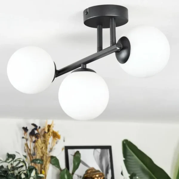 hofstein Chehalis Plafonnier, Boule lumineuse Blanc, 3 lumières* Lampes En Verre