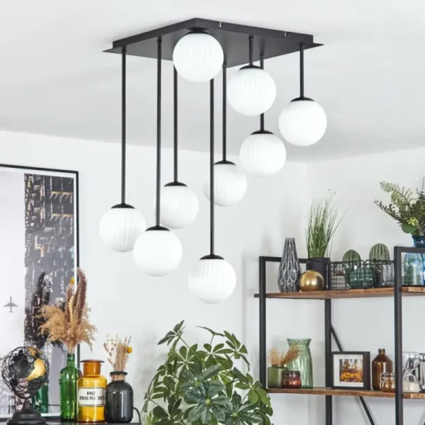 hofstein Chehalis Plafonnier, Boule lumineuse Blanc, 9 lumières* Lampes En Verre