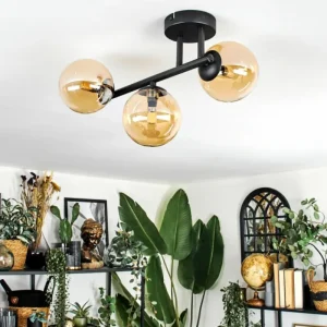 hofstein Chehalis Plafonnier, Boule lumineuse Ambre, 3 lumières* Lampes En Verre