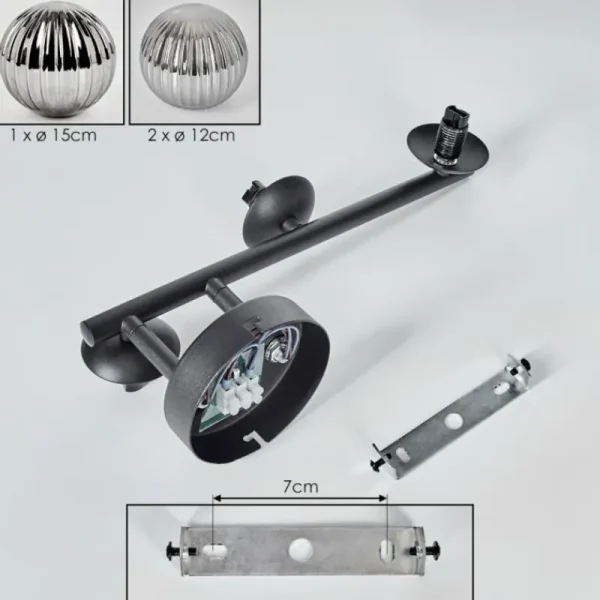 hofstein Chehalis Plafonnier, Boule lumineuse Fumé, 3 lumières* Lampes Modernes
