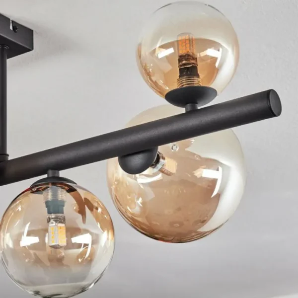 hofstein Chehalis Plafonnier, Boule lumineuse Ambre, Clair, 8 lumières* Lampes En Verre