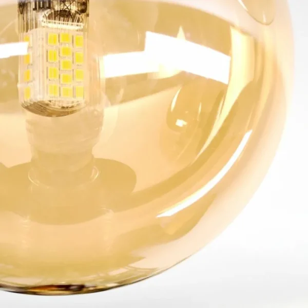hofstein Chehalis Plafonnier, Boule lumineuse Ambre, 3 lumières* Lampes En Verre