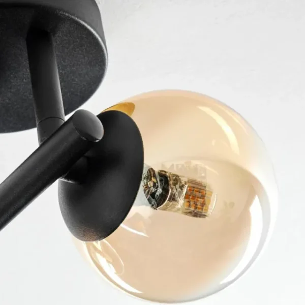 hofstein Chehalis Plafonnier, Boule lumineuse Ambre, Clair, 3 lumières* Lampes En Verre