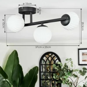 hofstein Chehalis Plafonnier, Boule lumineuse Blanc, 3 lumières* Lampes Modernes