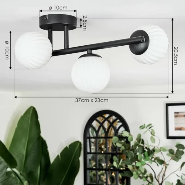 hofstein Chehalis Plafonnier, Boule lumineuse Blanc, 3 lumières* Lampes Modernes