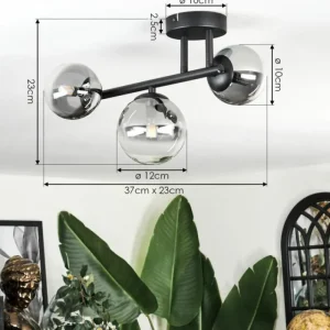 hofstein Chehalis Plafonnier, Boule lumineuse Clair, Fumé, 3 lumières* Lampes Modernes