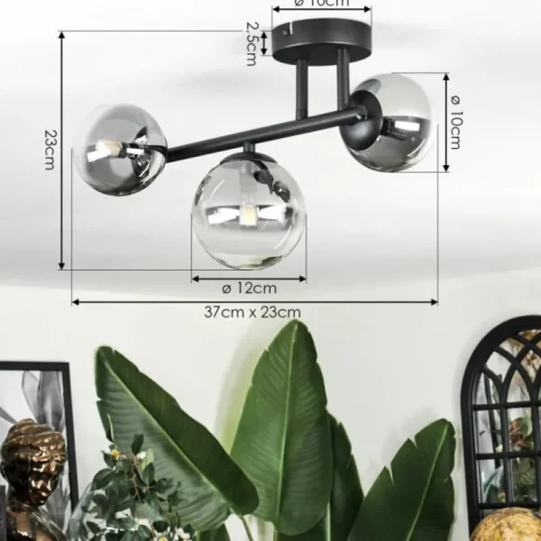 hofstein Chehalis Plafonnier, Boule lumineuse Clair, Fumé, 3 lumières* Lampes Modernes
