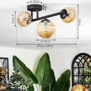 hofstein Chehalis Plafonnier, Boule lumineuse Ambre, 3 lumières* Lampes Modernes
