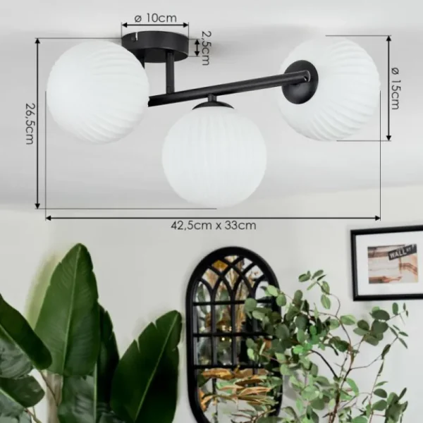 hofstein Chehalis Plafonnier, Boule lumineuse Blanc, 3 lumières* Lampes Modernes