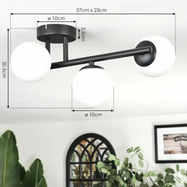 hofstein Chehalis Plafonnier, Boule lumineuse Blanc, 3 lumières* Lampes En Verre