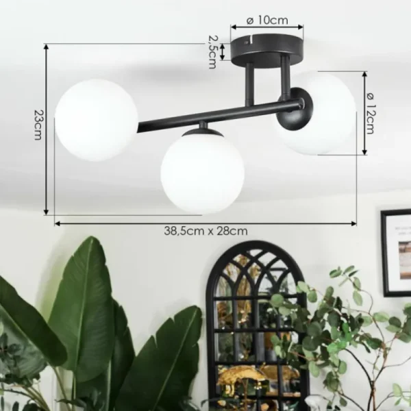 hofstein Chehalis Plafonnier, Boule lumineuse Blanc, 3 lumières* Lampes En Verre