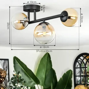 hofstein Chehalis Plafonnier, Boule lumineuse Ambre, Clair, 3 lumières* Lampes En Verre