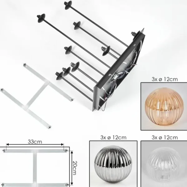 hofstein Chehalis Plafonnier, Boule lumineuse Ambre, Clair, Fumé, 9 lumières* Lampes Modernes