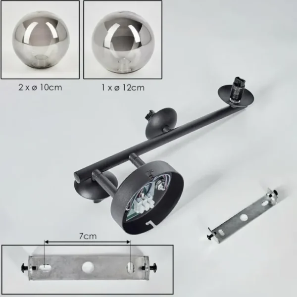 hofstein Chehalis Plafonnier, Boule lumineuse Fumé, 3 lumières* Lampes Modernes
