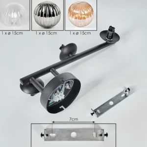 hofstein Chehalis Plafonnier, Boule lumineuse Ambre, Clair, Fumé, 3 lumières* Lampes Modernes