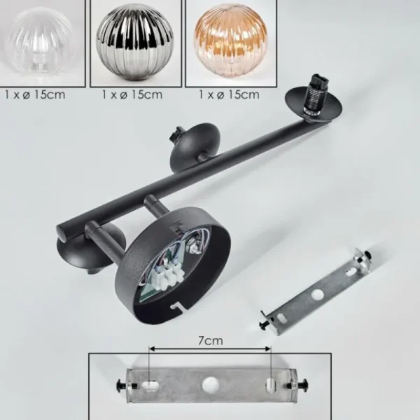 hofstein Chehalis Plafonnier, Boule lumineuse Ambre, Clair, Fumé, 3 lumières* Lampes Modernes