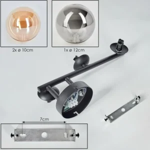 hofstein Chehalis Plafonnier, Boule lumineuse 23 cm Ambre, Fumé, 3 lumières* Lampes Modernes