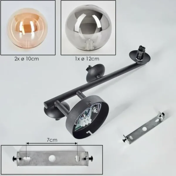 hofstein Chehalis Plafonnier, Boule lumineuse 23 cm Ambre, Fumé, 3 lumières* Lampes Modernes