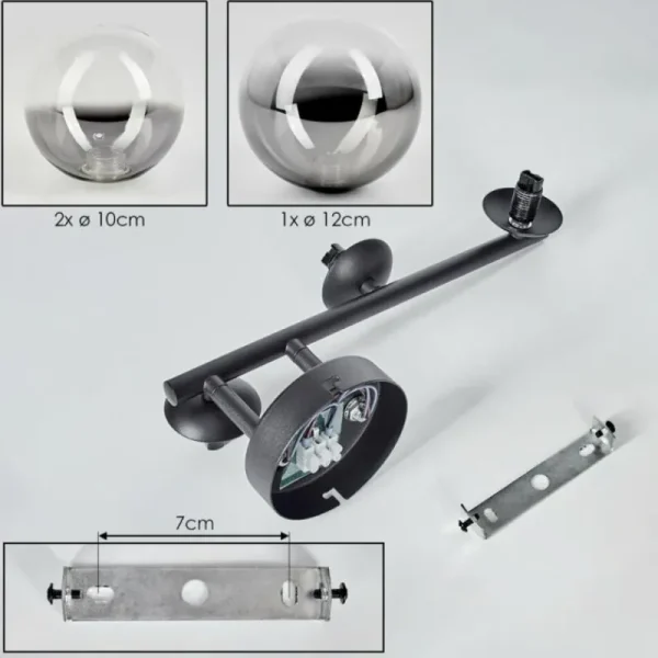 hofstein Chehalis Plafonnier, Boule lumineuse Clair, Fumé, 3 lumières* Lampes Modernes