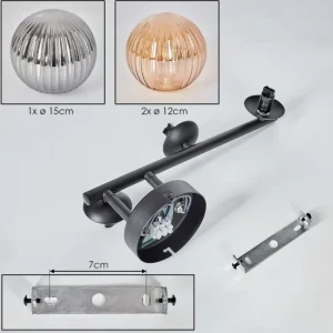 hofstein Chehalis Plafonnier, Boule lumineuse Ambre, Fumé, 3 lumières* Lampes Modernes