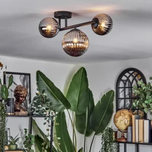 hofstein Chehalis Plafonnier, Boule lumineuse Fumé, 3 lumières* Lampes Modernes