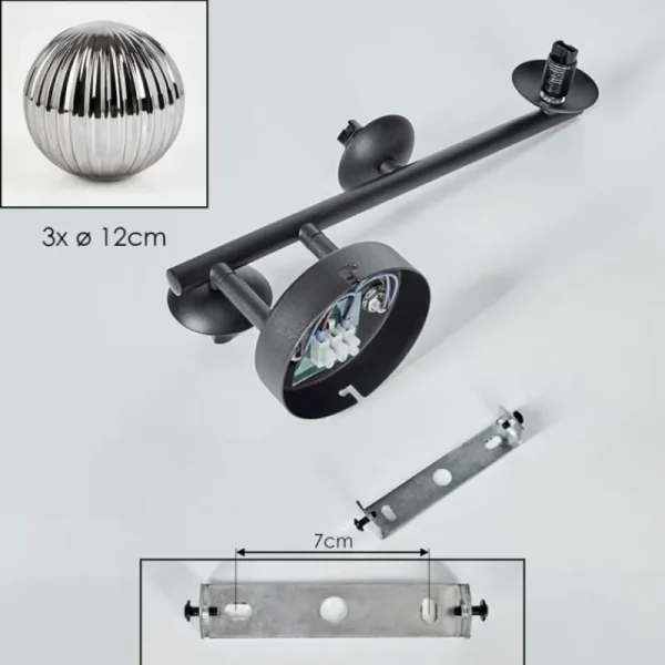 hofstein Chehalis Plafonnier, Boule lumineuse Fumé, 3 lumières* Lampes Modernes
