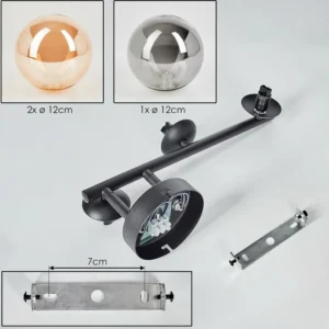 hofstein Chehalis Plafonnier, Boule lumineuse Ambre, Fumé, 3 lumières* Lampes Modernes