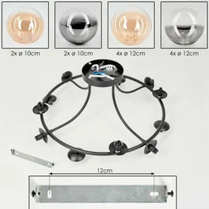 hofstein Chehalis Plafonnier, Boule lumineuse 76 cm Ambre, Clair, Fumé, 12 lumières* Lampes Modernes