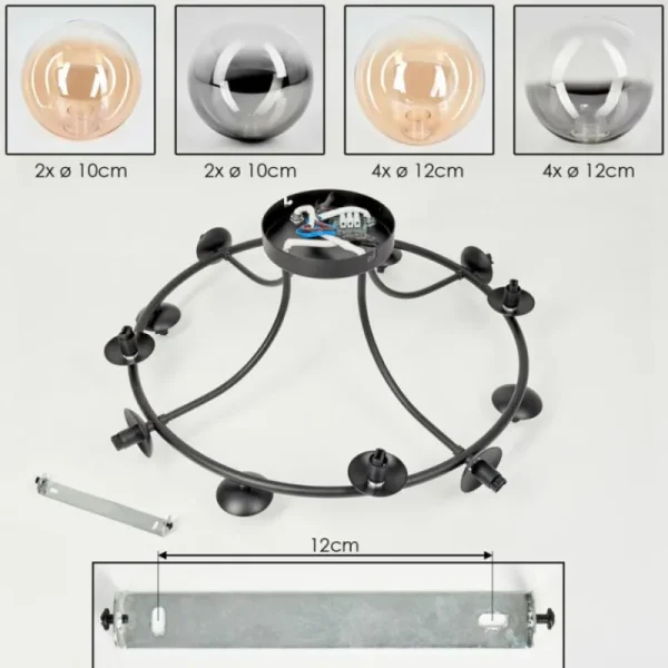 hofstein Chehalis Plafonnier, Boule lumineuse 76 cm Ambre, Clair, Fumé, 12 lumières* Lampes Modernes