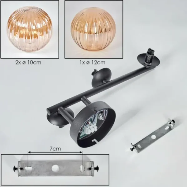 hofstein Chehalis Plafonnier, Boule lumineuse Ambre, 3 lumières* Lampes Modernes