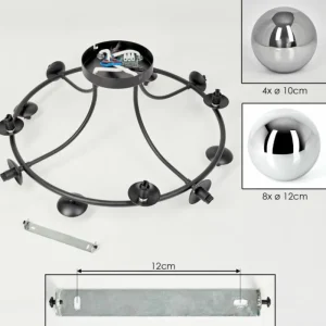 hofstein Chehalis Plafonnier, Boule lumineuse 76 cm Chrome, Fumé, 12 lumières* Lampes Modernes