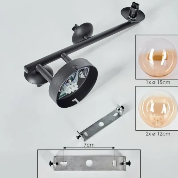 hofstein Chehalis Plafonnier, Boule lumineuse Ambre, Clair, 3 lumières* Lampes En Verre