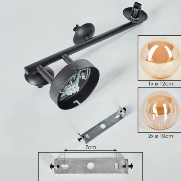 hofstein Chehalis Plafonnier, Boule lumineuse Ambre, 3 lumières* Lampes En Verre