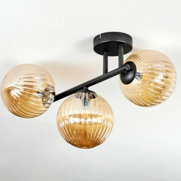hofstein Chehalis Plafonnier, Boule lumineuse Ambre, 3 lumières* Lampes Modernes
