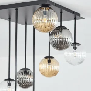 hofstein Chehalis Plafonnier, Boule lumineuse Ambre, Clair, Fumé, 9 lumières* Lampes Modernes