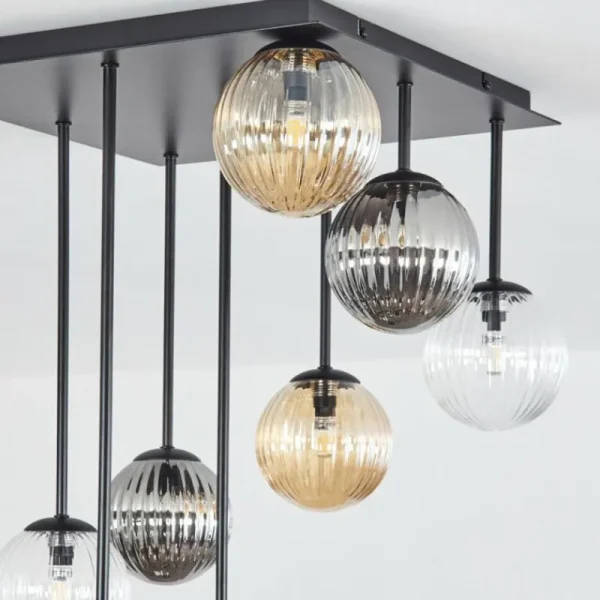 hofstein Chehalis Plafonnier, Boule lumineuse Ambre, Clair, Fumé, 9 lumières* Lampes Modernes