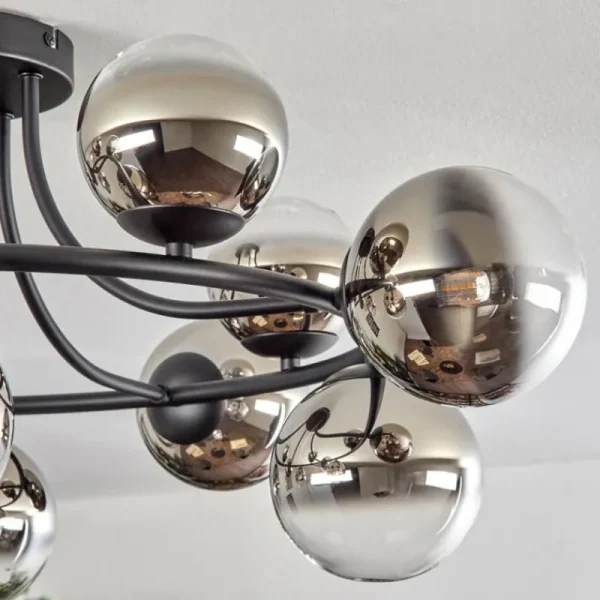 hofstein Chehalis Plafonnier, Boule lumineuse 76 cm Chrome, Clair, Fumé, 12 lumières* Lampes Modernes