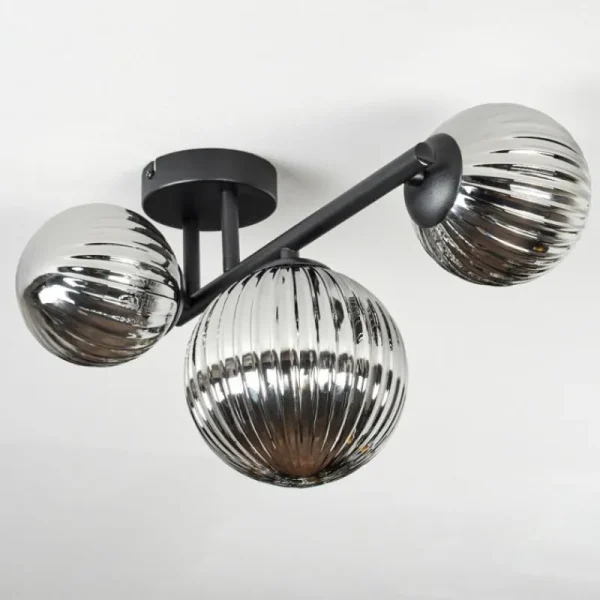 hofstein Chehalis Plafonnier, Boule lumineuse Fumé, 3 lumières* Lampes Modernes