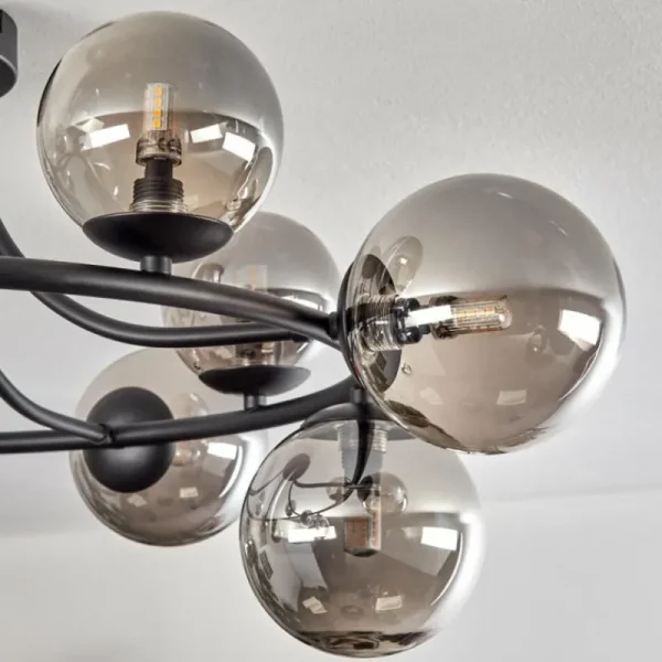hofstein Chehalis Plafonnier, Boule lumineuse Fumé, 12 lumières* Lampes Modernes