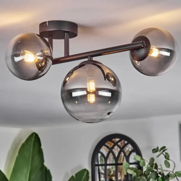 hofstein Chehalis Plafonnier, Boule lumineuse Clair, Fumé, 3 lumières* Lampes Modernes