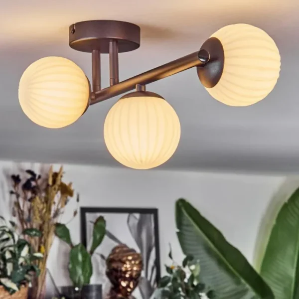 hofstein Chehalis Plafonnier, Boule lumineuse Blanc, 3 lumières* Lampes Modernes