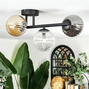hofstein Chehalis Plafonnier, Boule lumineuse Ambre, Clair, Fumé, 3 lumières* Lampes Modernes
