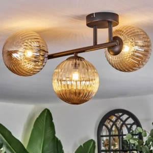 hofstein Chehalis Plafonnier, Boule lumineuse Ambre, 3 lumières* Lampes Modernes