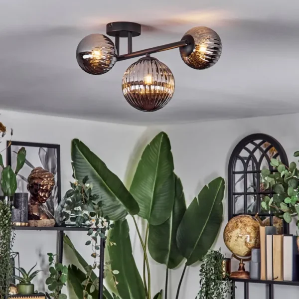 hofstein Chehalis Plafonnier, Boule lumineuse Fumé, 3 lumières* Lampes Modernes