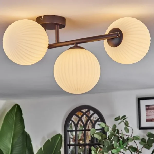 hofstein Chehalis Plafonnier, Boule lumineuse Blanc, 3 lumières* Lampes Modernes