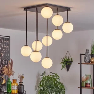 hofstein Chehalis Plafonnier, Boule lumineuse Blanc, 9 lumières* Lampes En Verre
