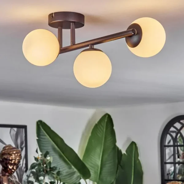 hofstein Chehalis Plafonnier, Boule lumineuse Blanc, 3 lumières* Lampes En Verre