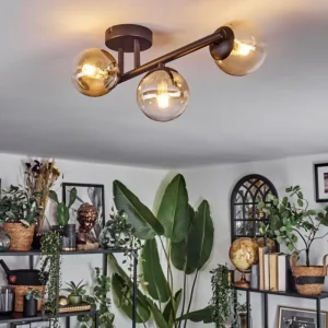hofstein Chehalis Plafonnier, Boule lumineuse Ambre, Clair, 3 lumières* Lampes En Verre