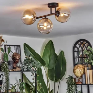 hofstein Chehalis Plafonnier, Boule lumineuse Ambre, Clair, 3 lumières* Lampes En Verre